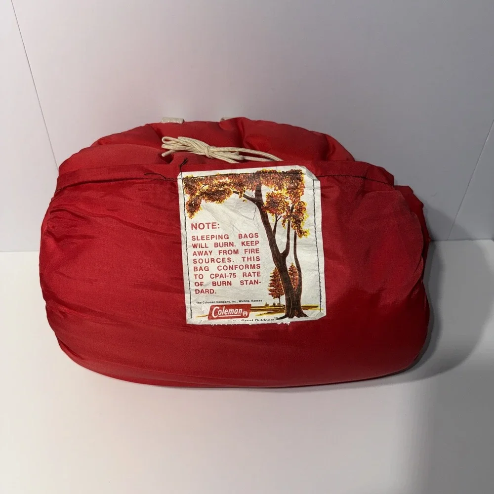 Vintage Coleman Red Sleeping Bag Camping Outdoor Gear USA Made