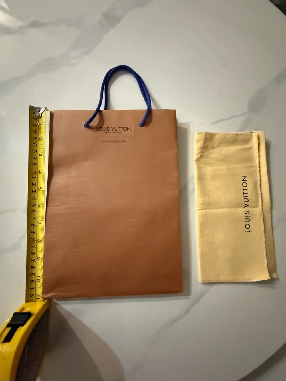 Louis Vuitton Brown Shopping Bag with Blue Handle