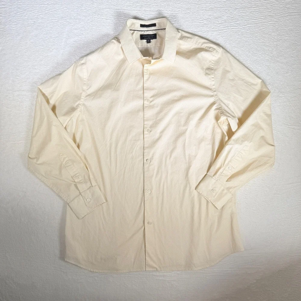 Banana Republic Athletic‎ Fit Wrinkle Resistant Mens XL Yellow Micro Check