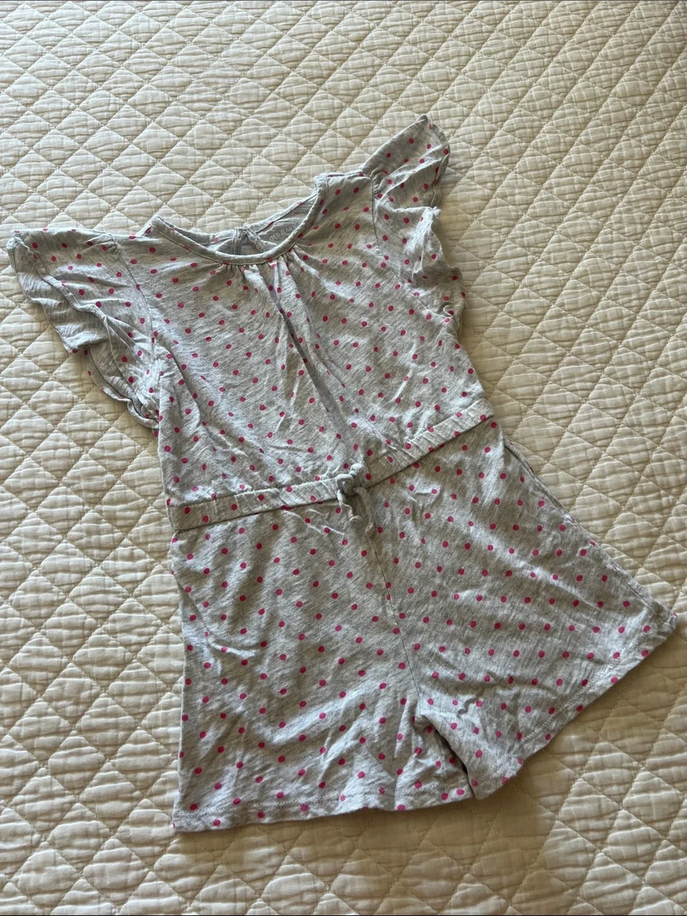 Old Navy Little Girl Gray Polka Dot Romper Size 5t