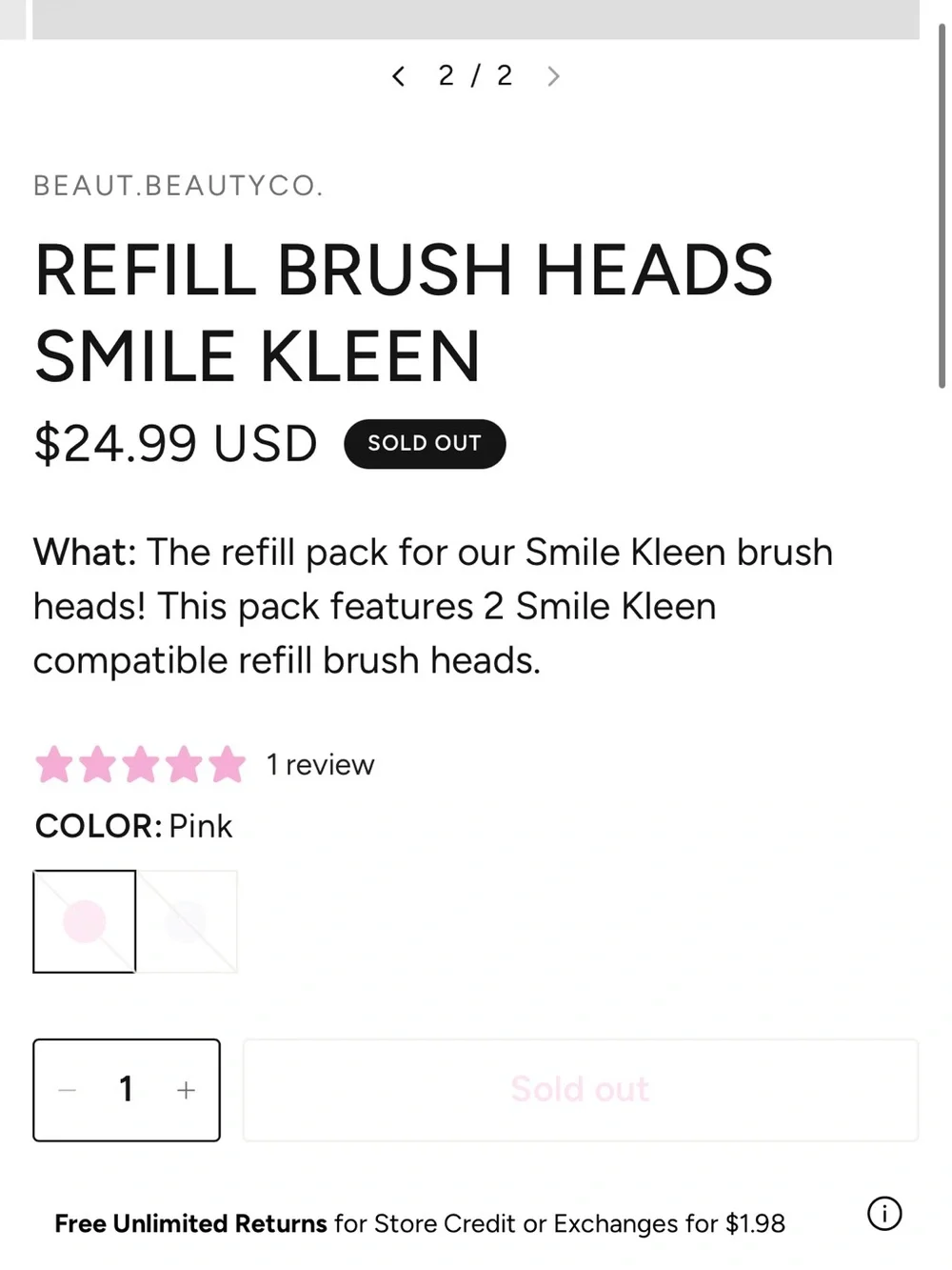 Beaut. Beauty Co. refill two bristles