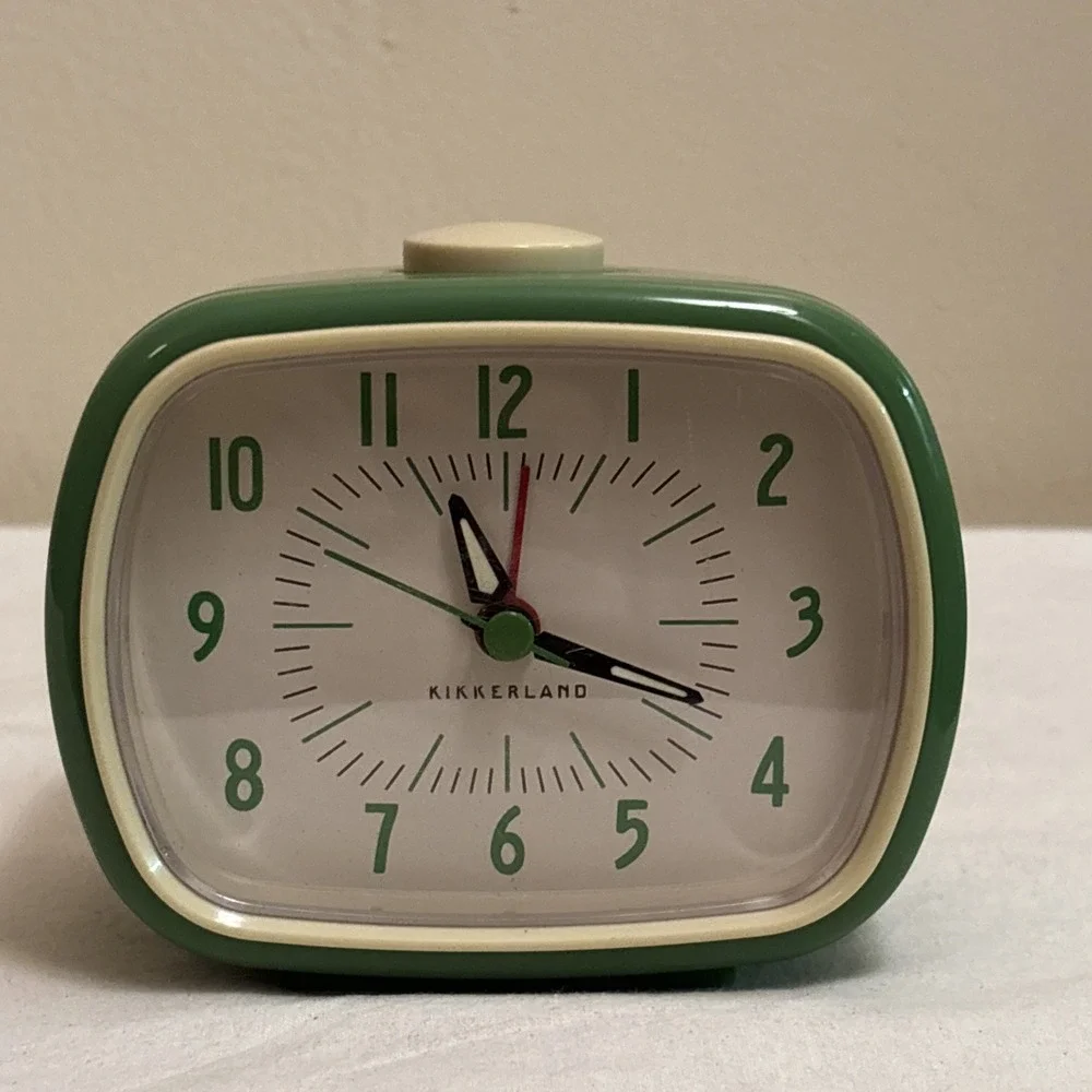 Kikkerland Retro Alarm Clock Vintage Style Green Not Working Display Piece