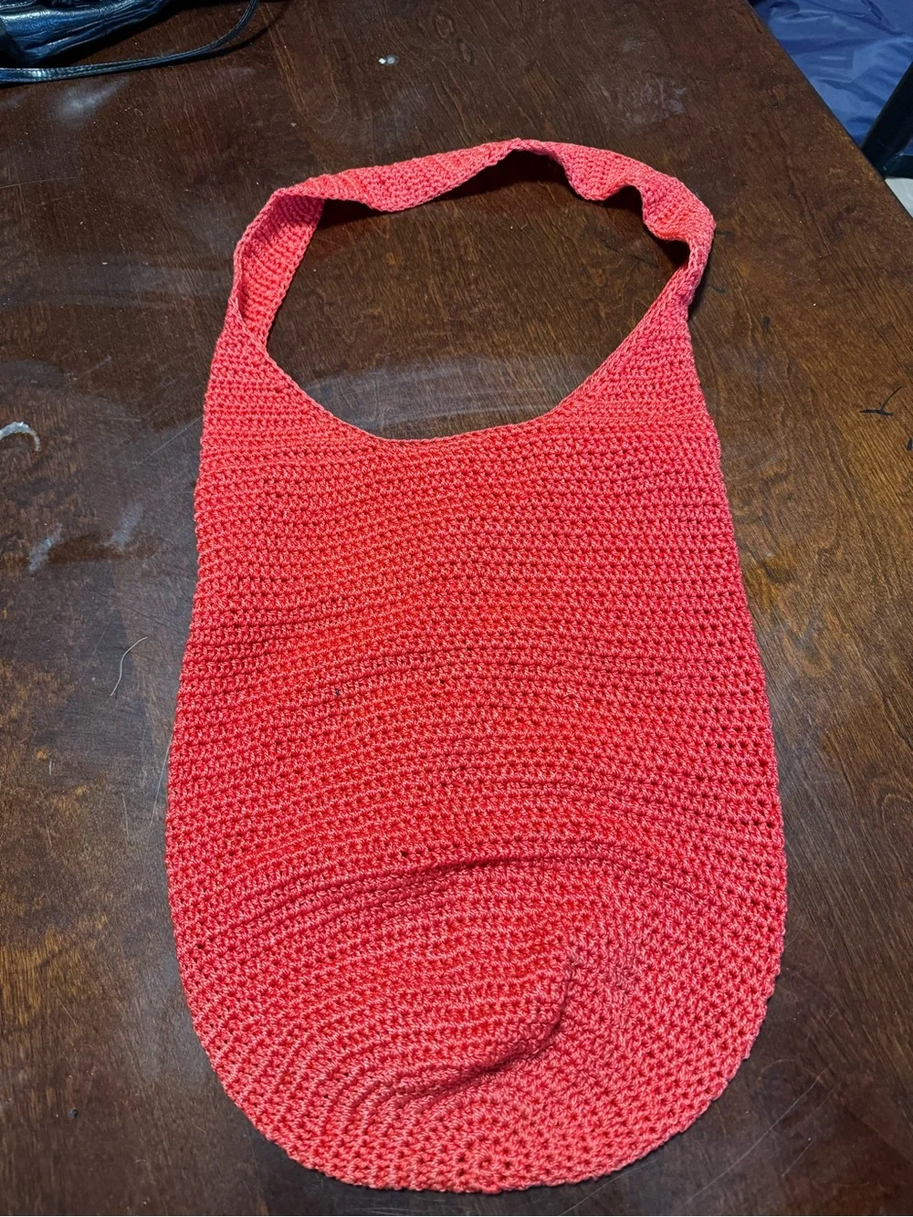 Handcrafted Coral Crochet Shoulder Bag