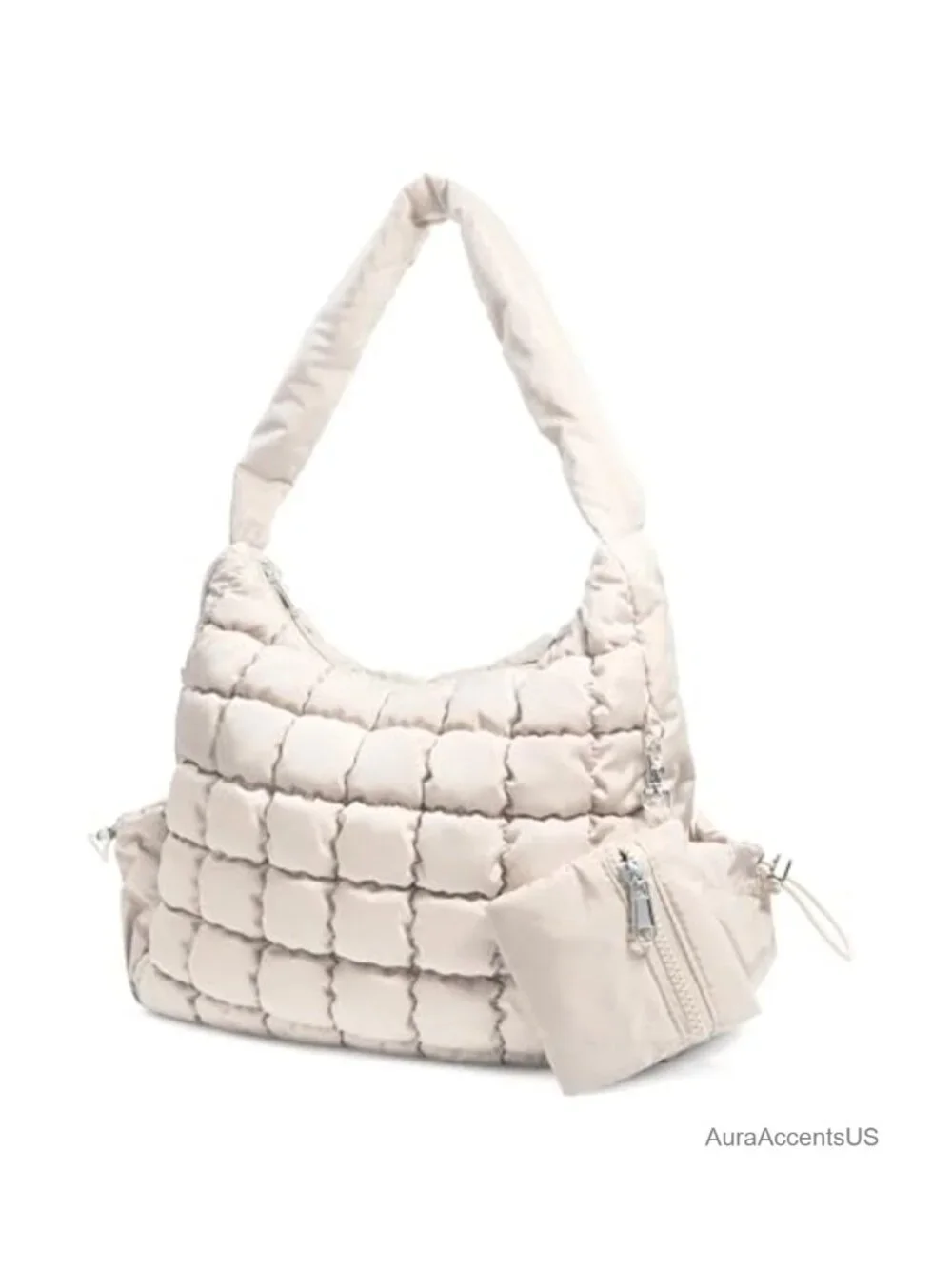Quilted Puffer Hobo Shoulder Bag Lightweight Polyester Handbag