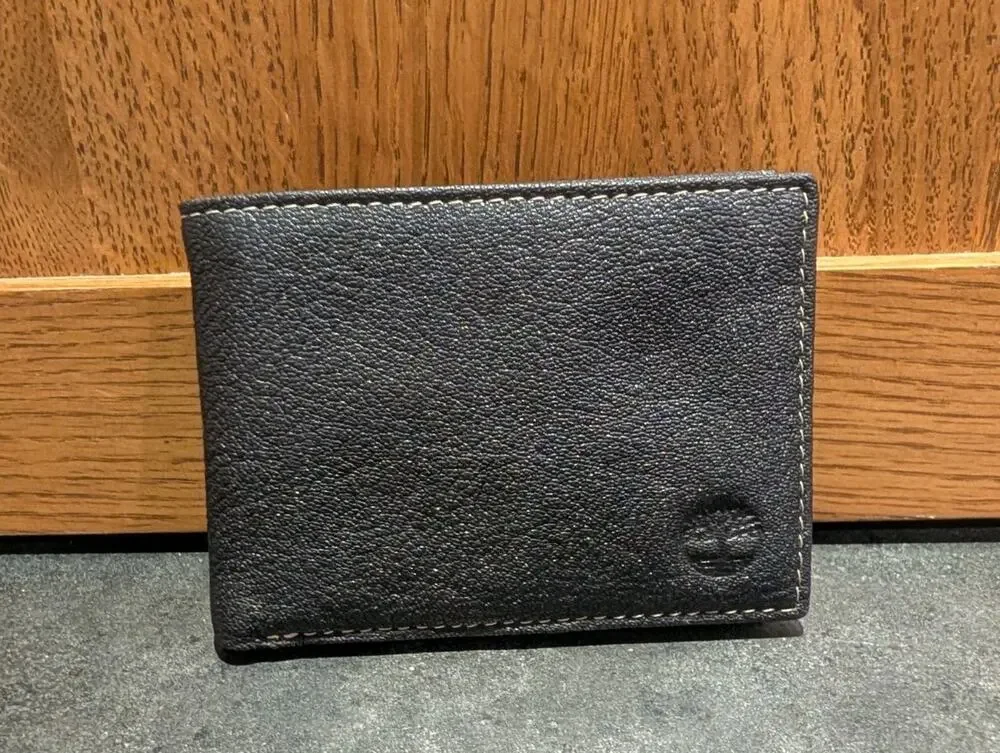 Timberland Men's Black Genuine Leather RFID Bi-Fold Passcase Wallet