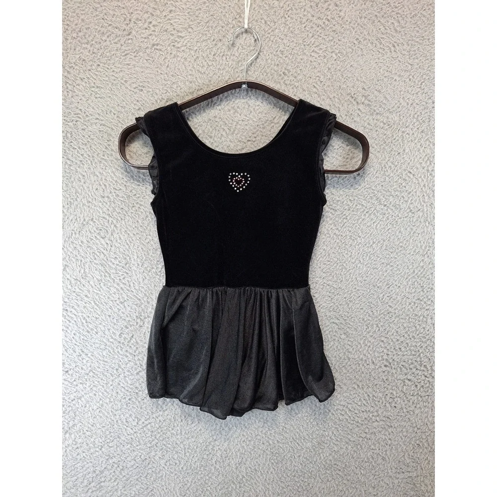 Freestyle by Danskin Girls Black Velvet Style Skirted Tutu Rhinestone Size M 7/8
