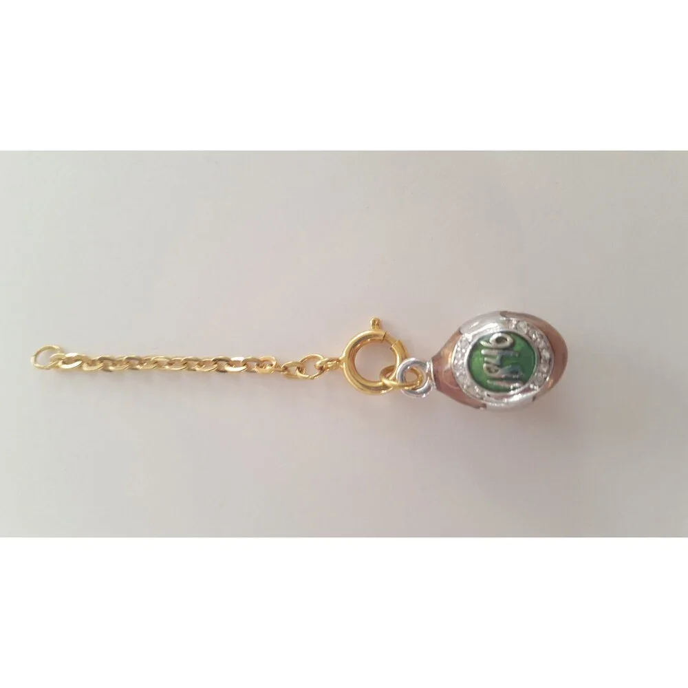 Rare Joan Rivers Silver Tone Enamel 1846 Crystal FABERGE Egg CHARM PENDANT