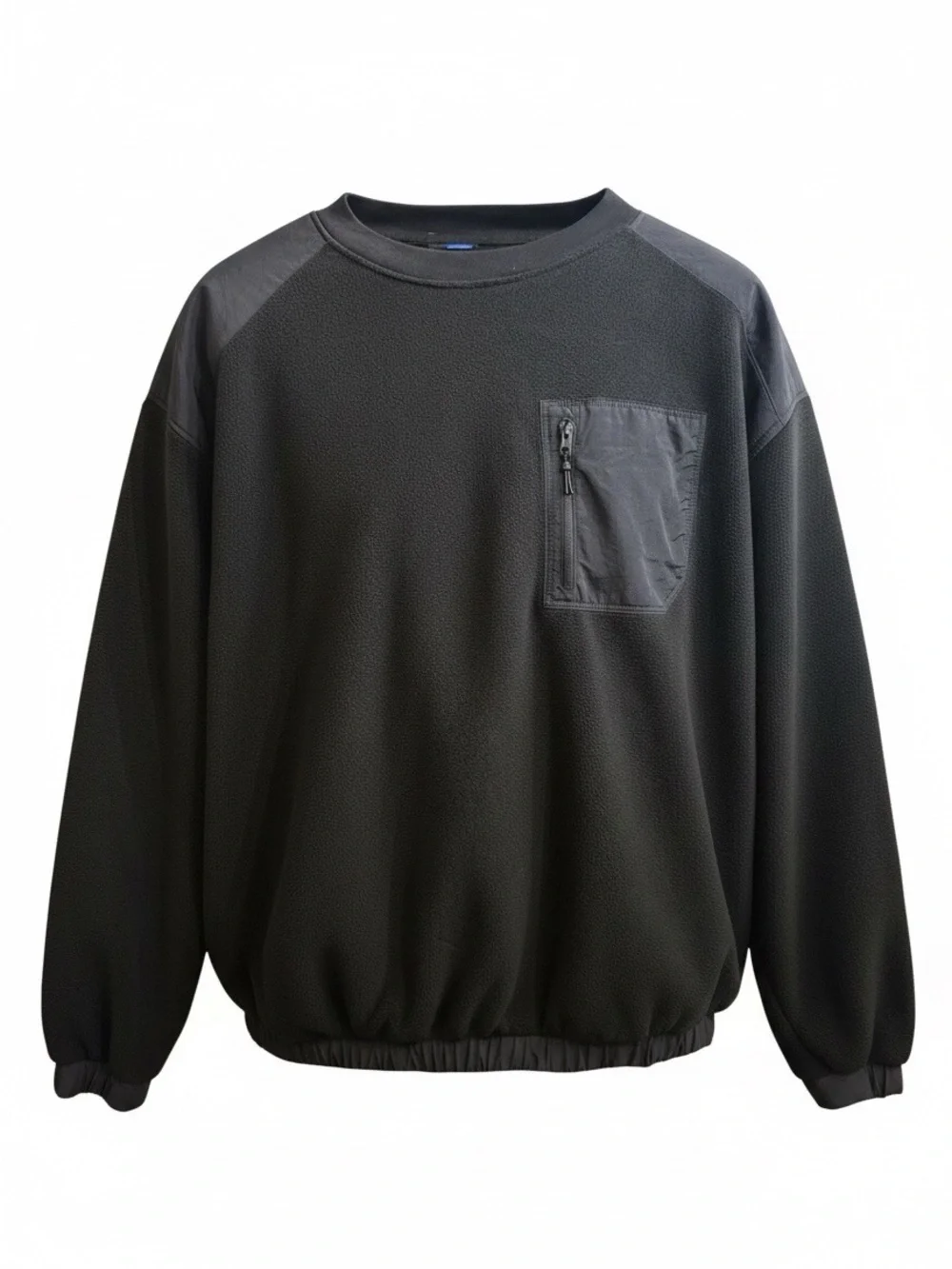 Old Navy Black Crewneck Fleece Pullover with Zip Chest Pocket
