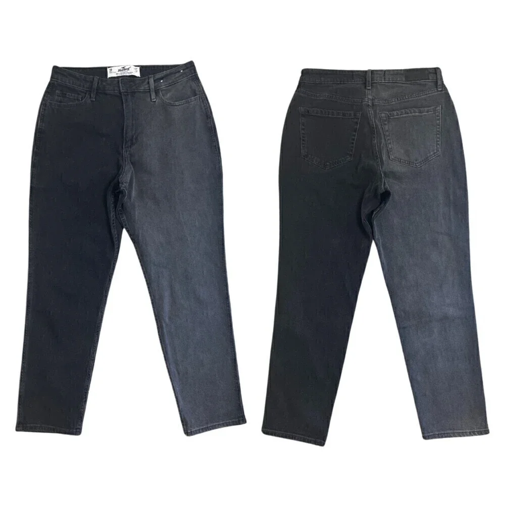 Hollister Size 27 Curvy High Rise Colorblock Black Cotton Denim Mom Jeans Y2K