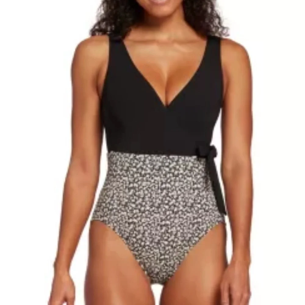 CALIA Swimsuit Size 16 One Piece Wrap Tie One Floral Padded Pool Beach Vacation