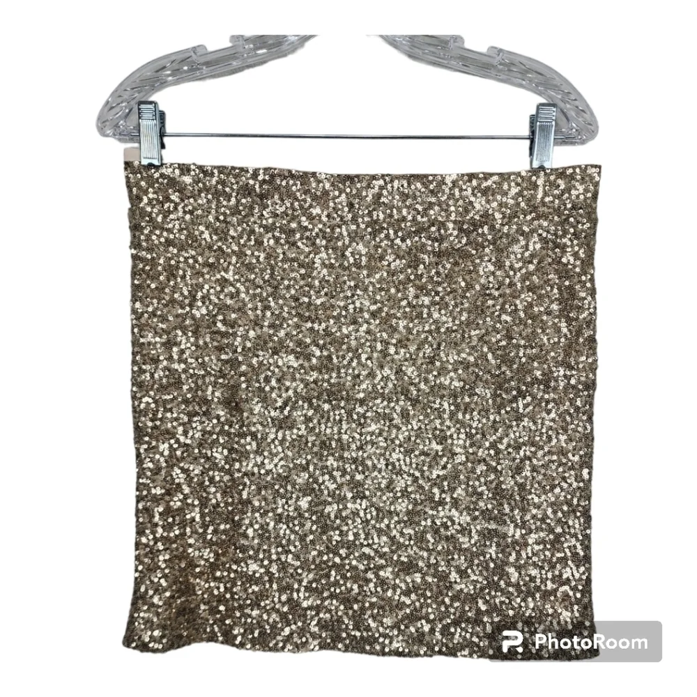 NWT Arden B Gold Sequin Pull-on Skirt Size L