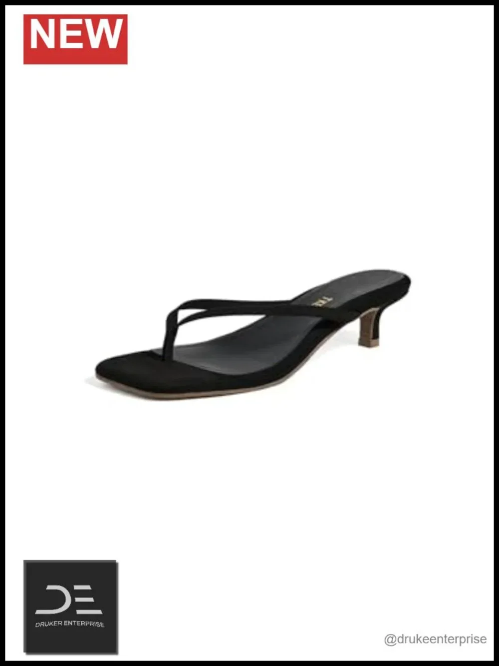 TKEES Julia Square Toe Suede Kitten Heel Sandals