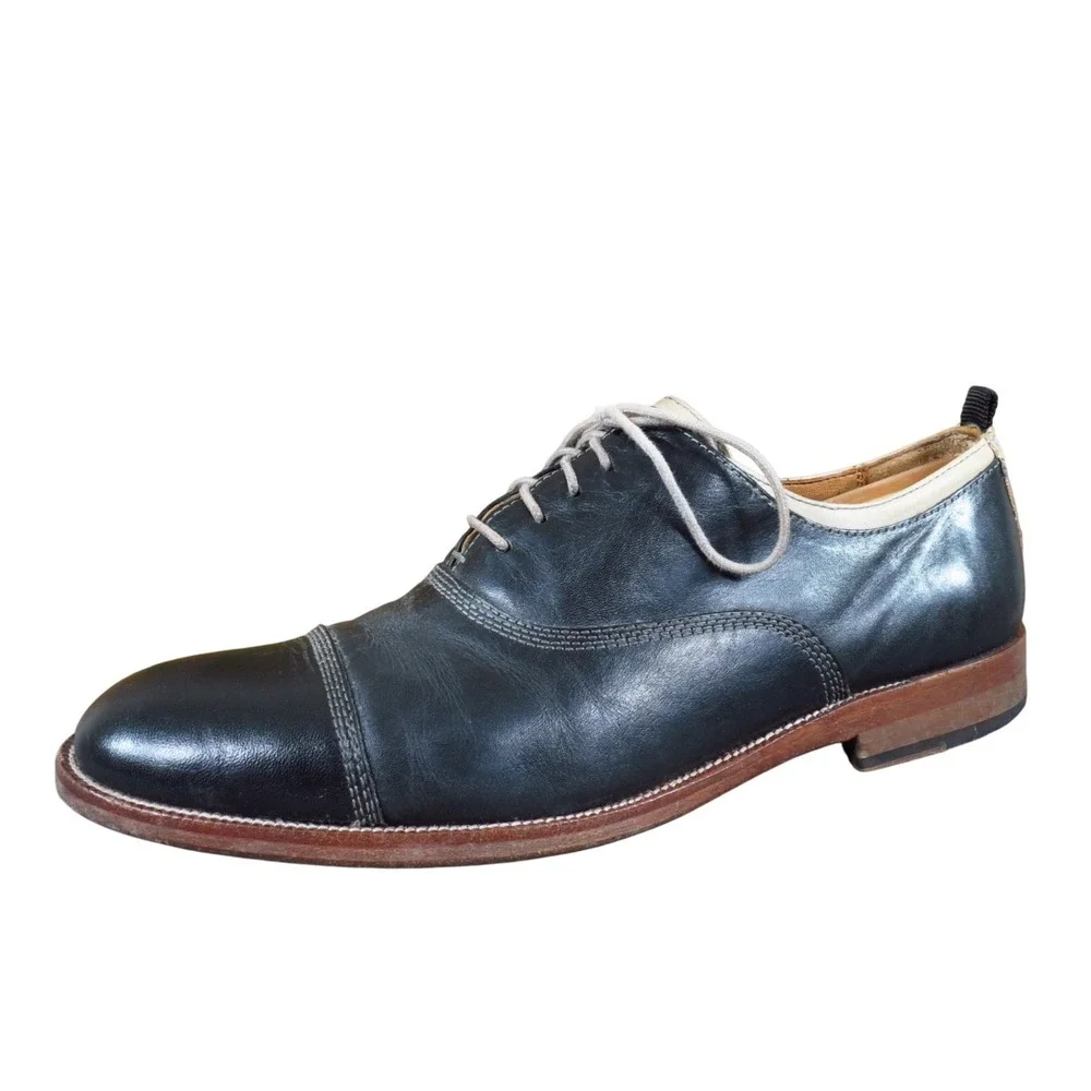 Johnston & Murphy 15-4705 Mens Cap Toe Oxford Size 9M Dress Shoes Black Leather‎