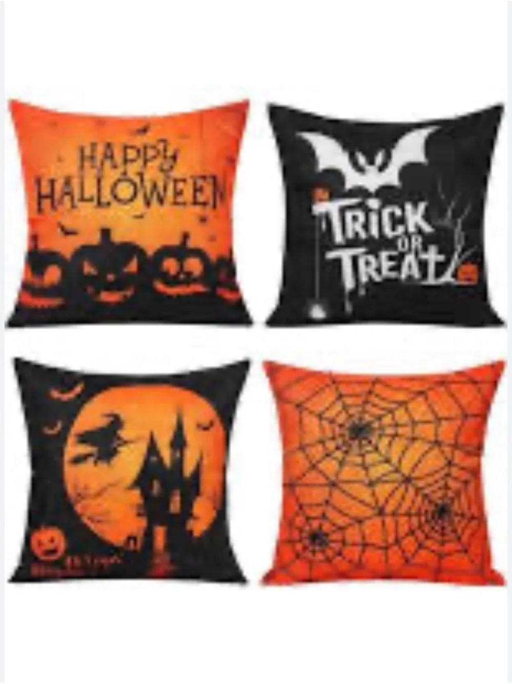 Halloween Decorative Pillow Covers Set of 4 18x18