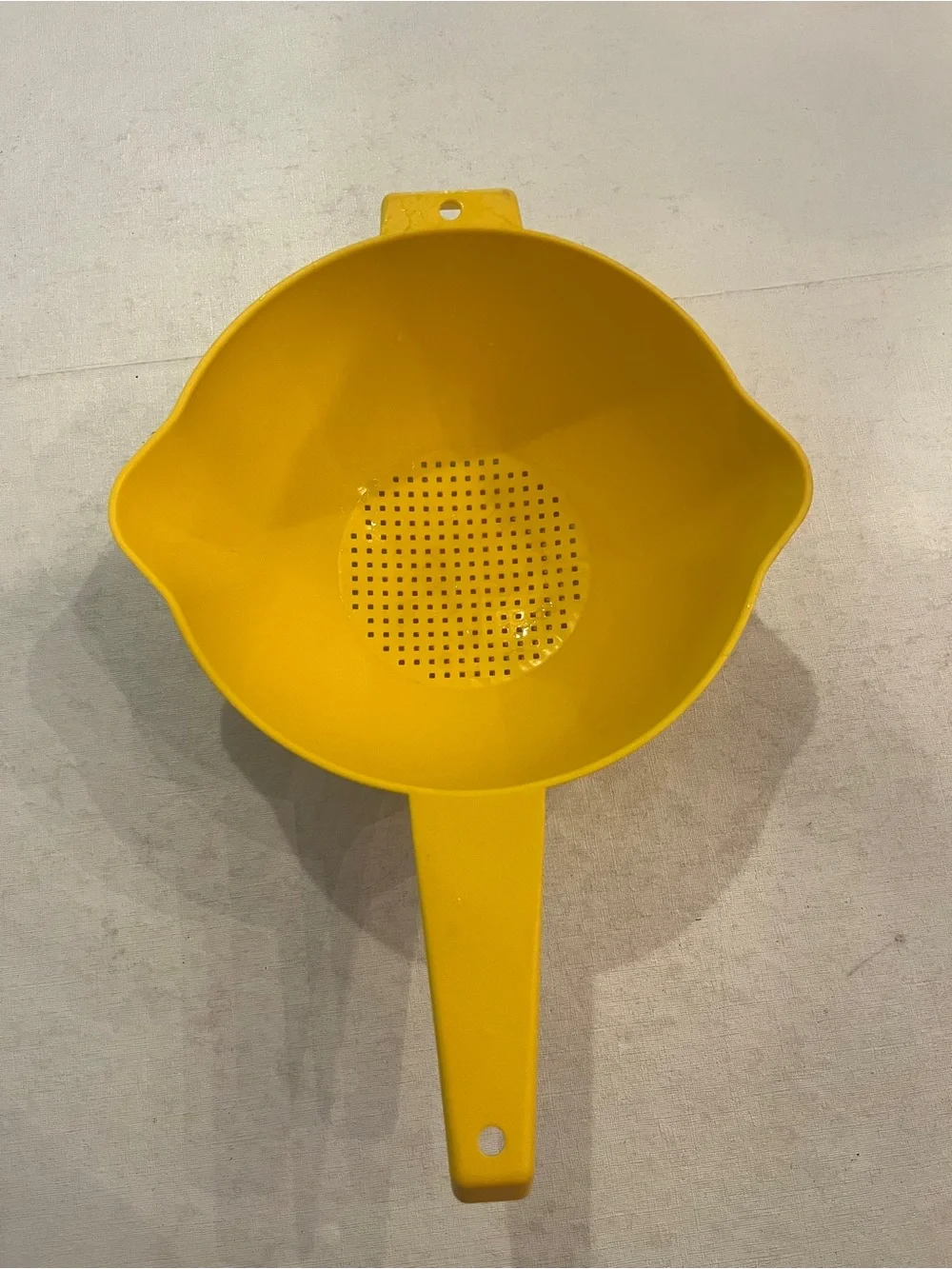 Sold Vintage bright yellow Tupperware plastic Strainer Colander. So retro!