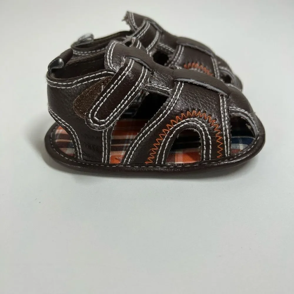 Stepping Stones Baby Kids Boys Brown Infant Sandals Shoes Size 9-12 m