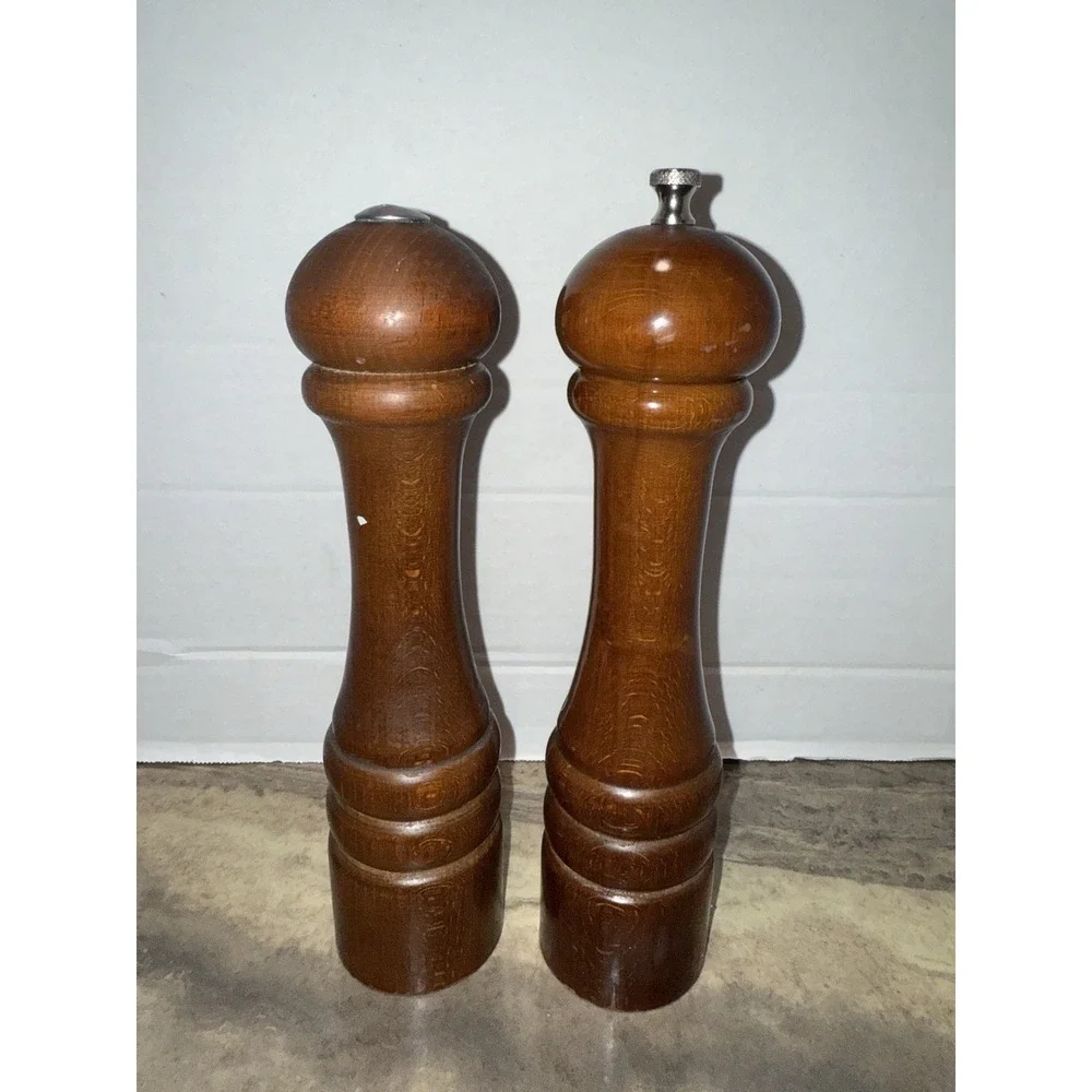 Vintage‎ Wooden Salt & Pepper Grinder Set 10
