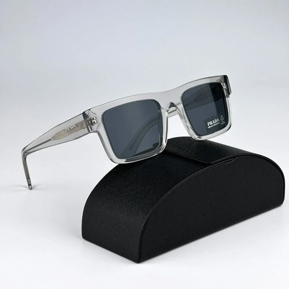 NEW Prada PR19WS U4309T  Crystal Grey Dark Grey Square Unisex Sunglasses