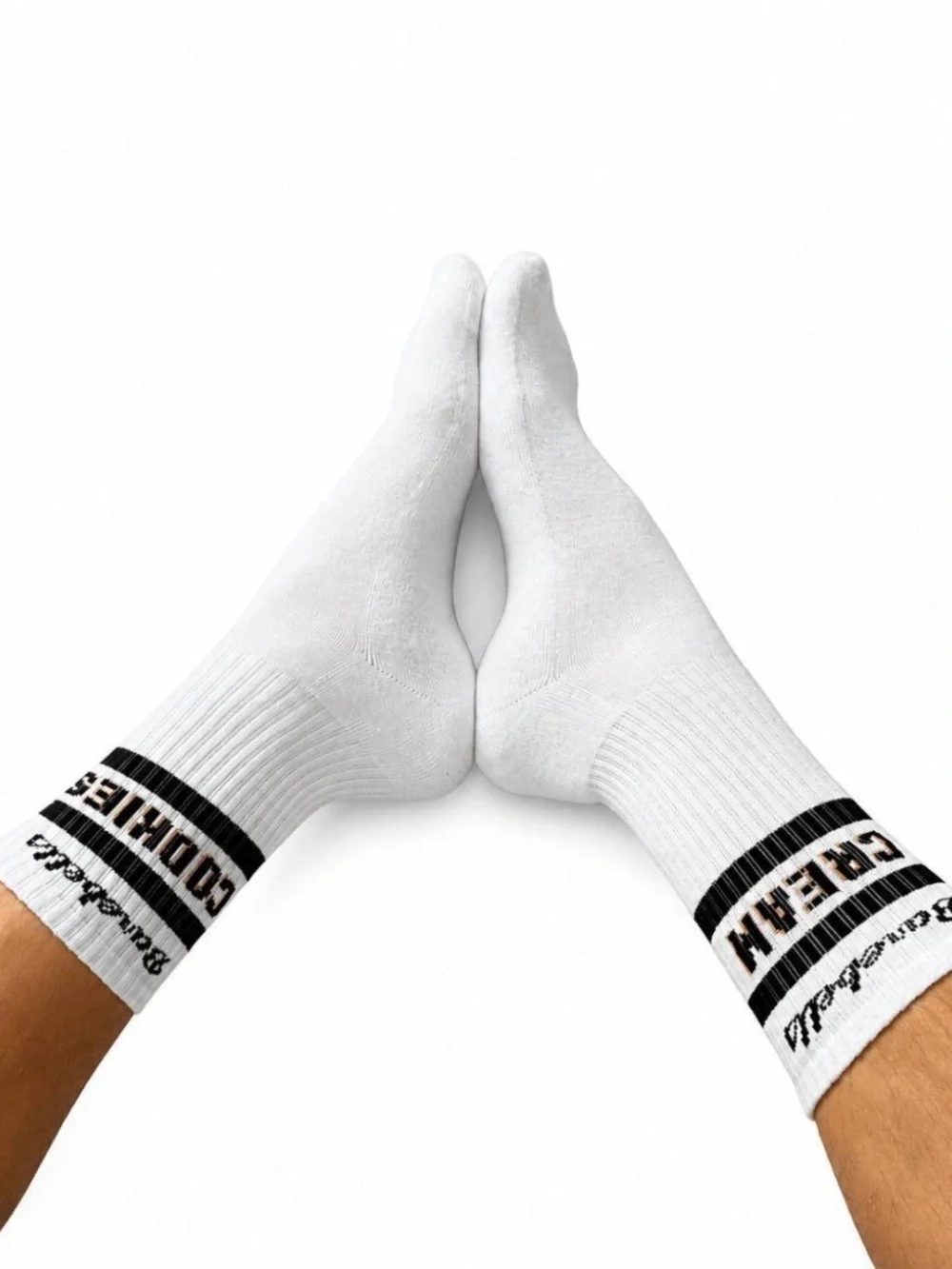 Barebells Cookies & Cream Crew Socks M/L White Black Brand New
