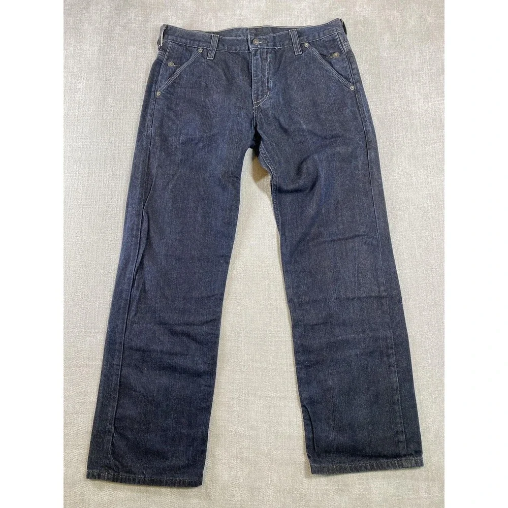 Levis 569 Jeans Mens 35x31 Blue Denim Loose Straight Zip Back Pockets Relaxed