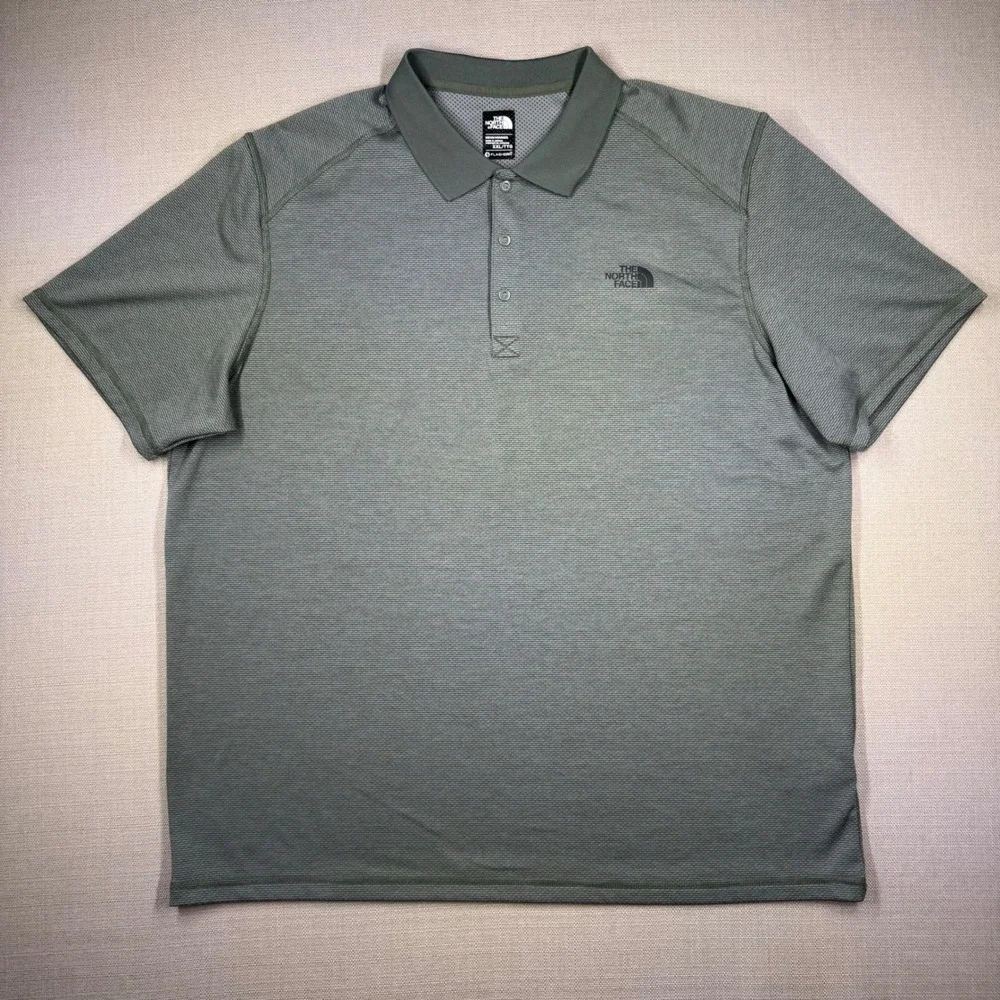The North Face Mens Horizon FlashDry Polo Shirt Green Short Sleeve UPF 50 XXL