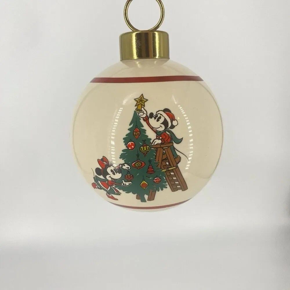 Disney Mickey Minnie Chip ’n Dale Christmas Ceramic Ball Ornament