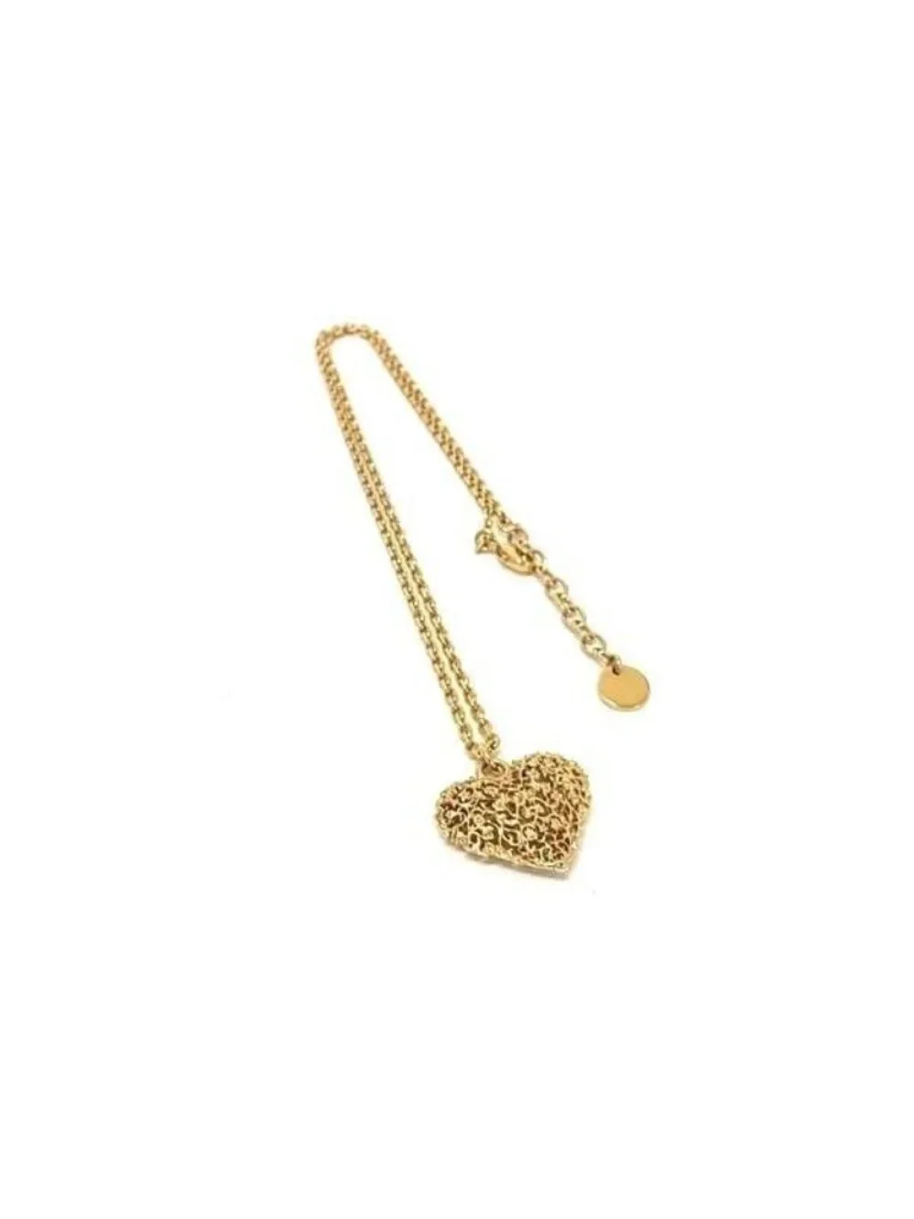 Dior Necklace Heart Motif Gold Metal