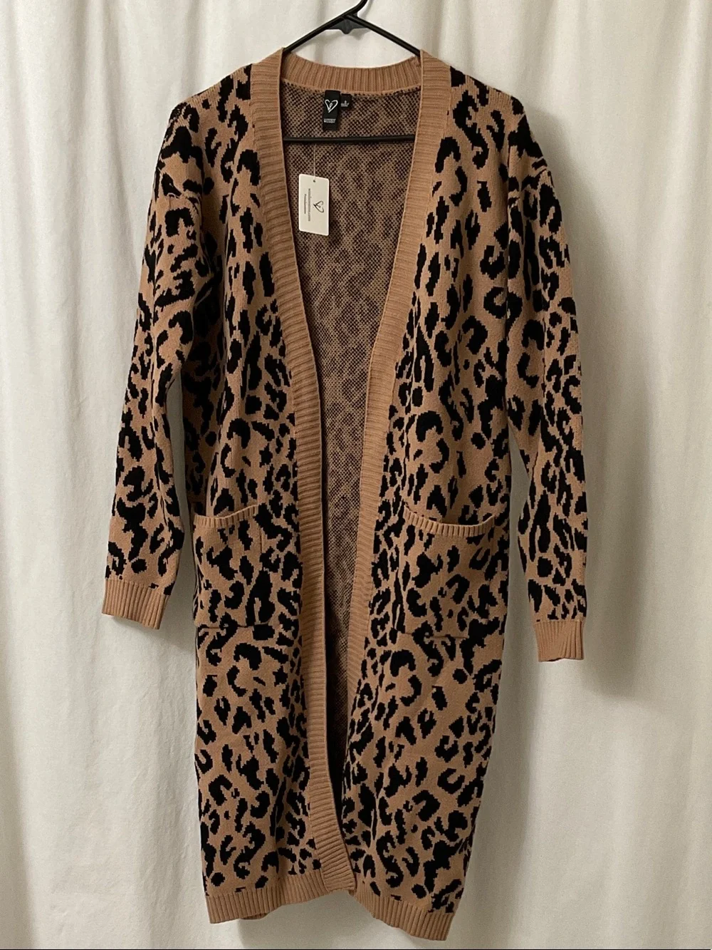 Windsor Leopard-Print Open Front Long Cardigan - Brown/Black