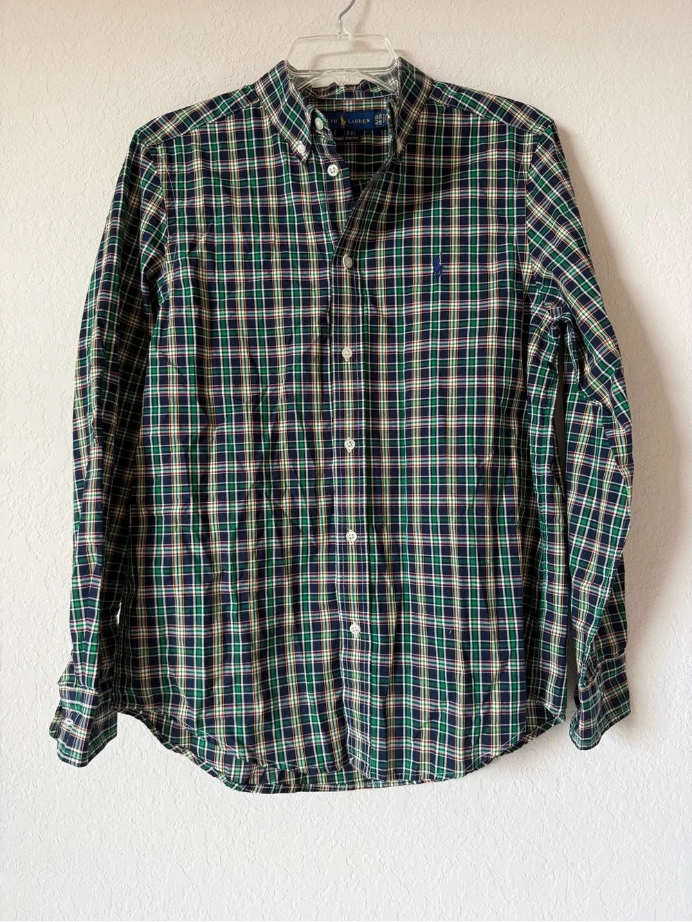 Ralph Lauren Navy and Green Plaid Button-Down Shirt