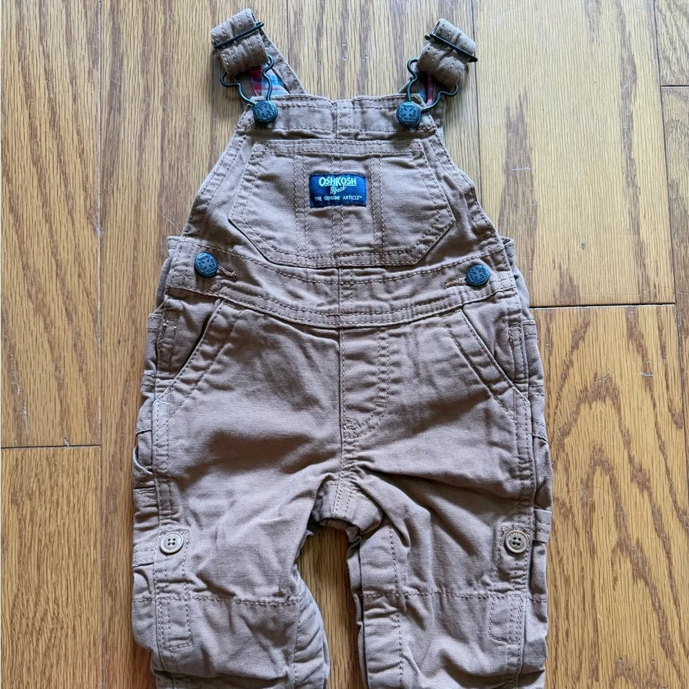 OshKosh B'gosh Tan Cargo Overalls for Kids baby boy 3 months m