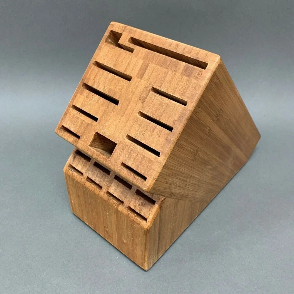 Wooden Knife Block Stand Cutlery Storage Organizer 19 Slots‎ Brown 9
