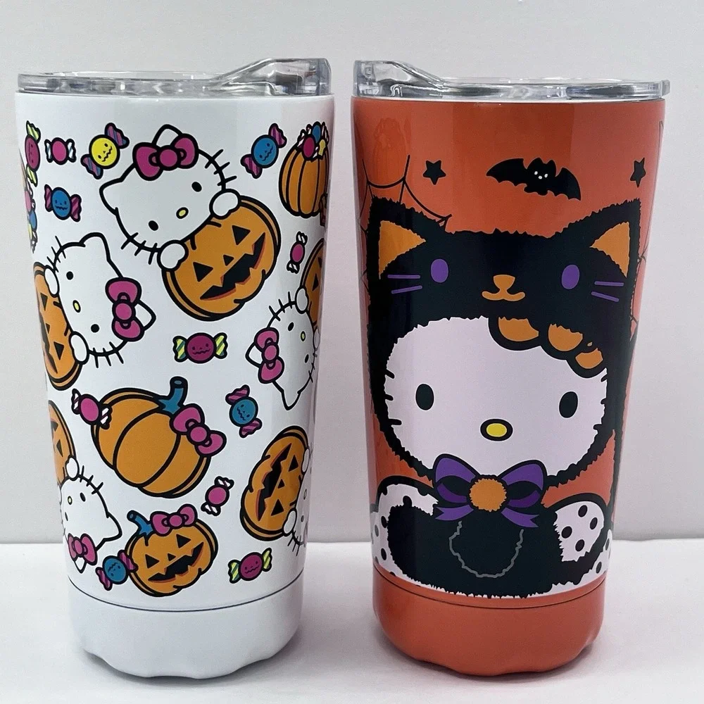 Sanrio Hello Kitty Halloween‎ Pumpkin Travel Car Tumbler Mug Set Of 2