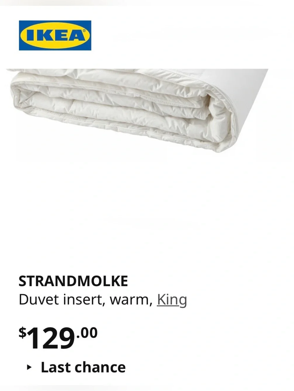 IKEA STRANDMOLKE comforter pictures offering
