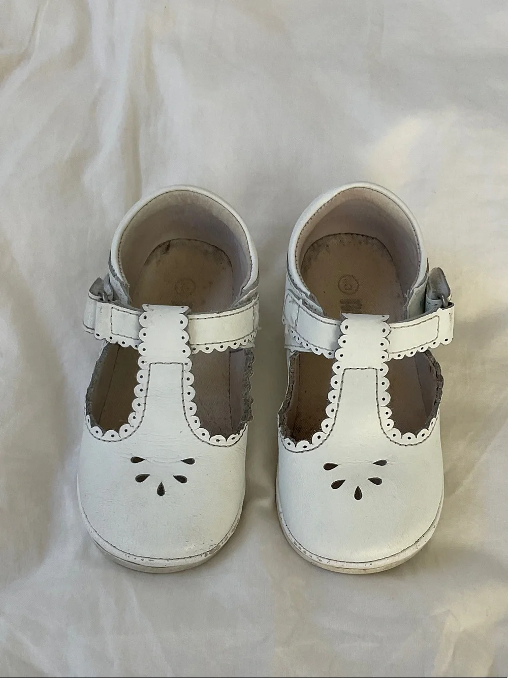 Angels White T‑Bar Dress Shoes for Kids