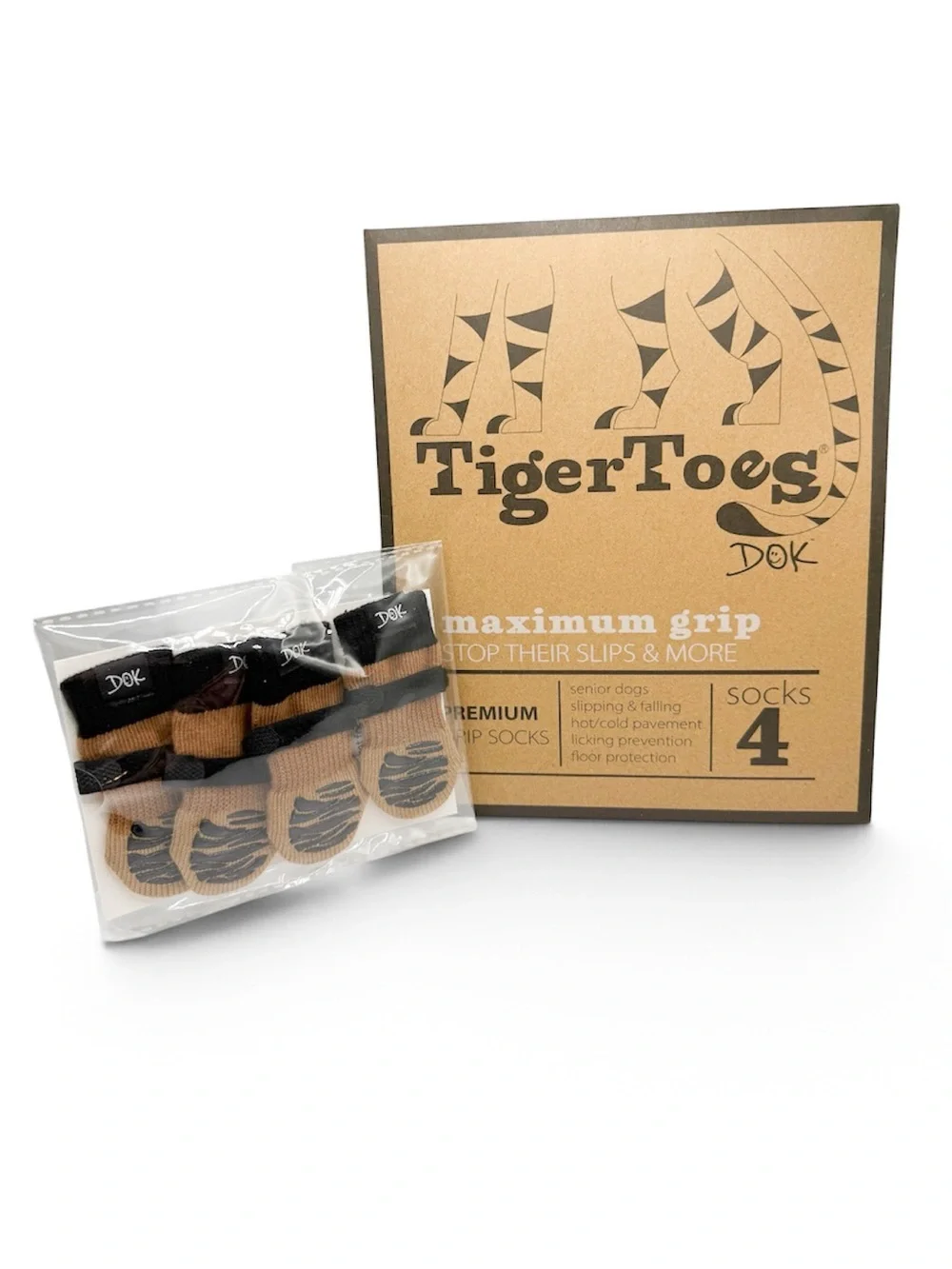 DOK TigerToes XXS Dog Grip Socks Set of 4 NWT Small Senior Dogs