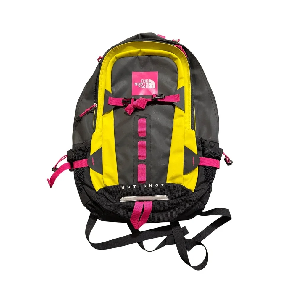 The North Face Hot Shot Backpack Black Unisex OS Grey Yellow Pink Technical