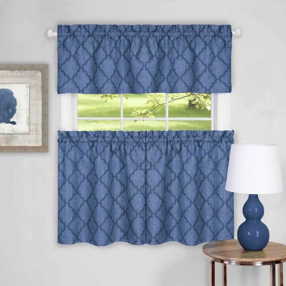 Achim Home Furnishing Colby Window Kitchen Curtains 3-Piece Tier & Valance Set -