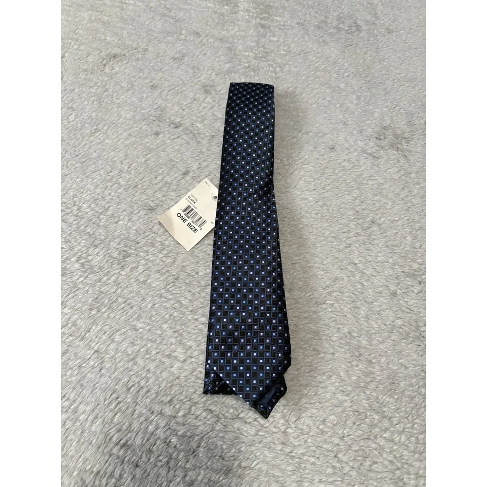 New Izod‎ Blue Geometric Blue Black Neck Polyester Dress Tie Slim Boys 54
