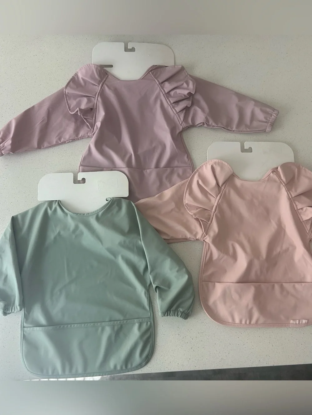 Willow + Sim Long Sleeve Ruffle Baby Bibs Mess-Proof Feeding Bib for Babies