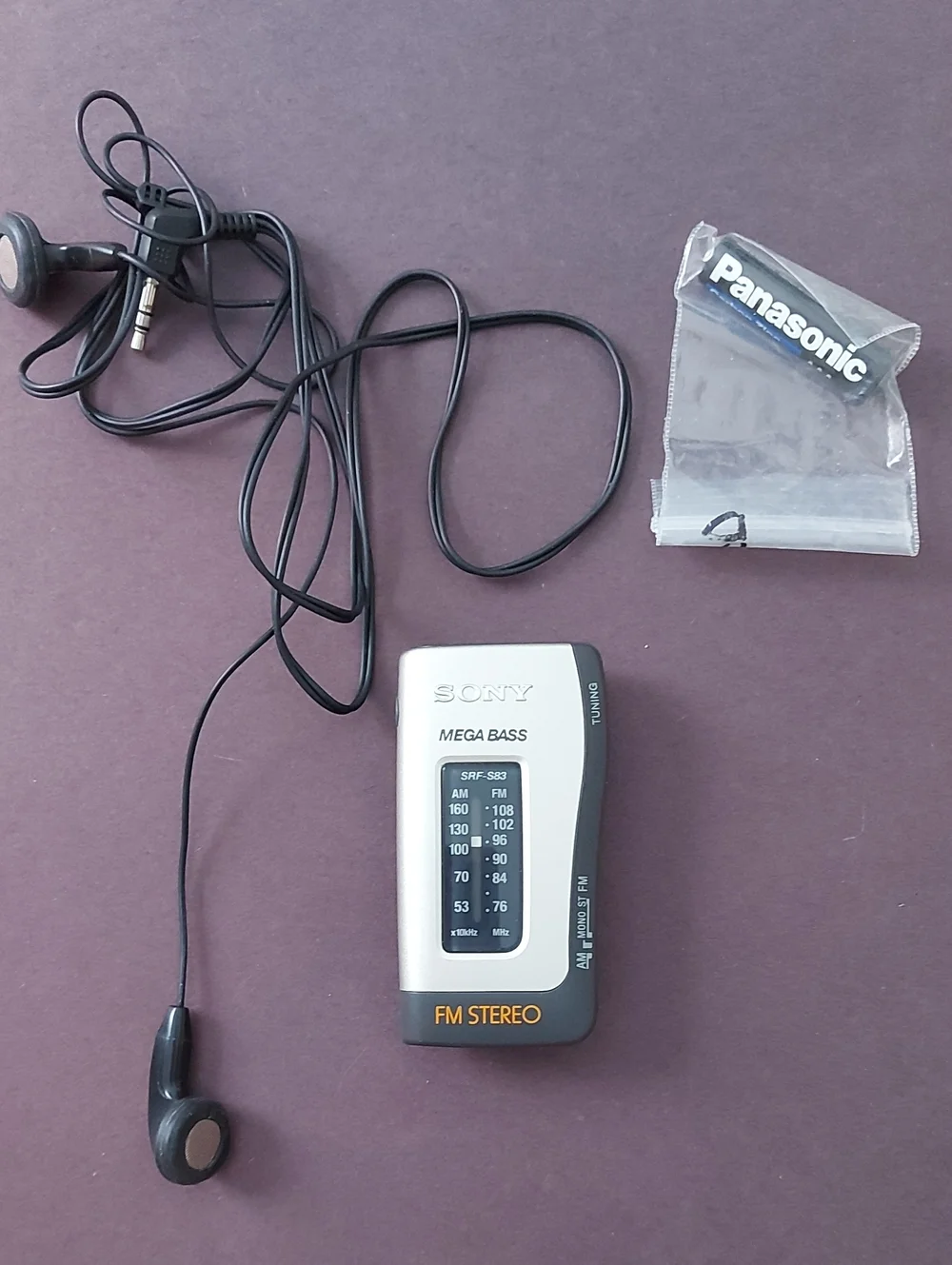 Sony Mega Bass FM Stereo Pocket Radio - Silver and Black