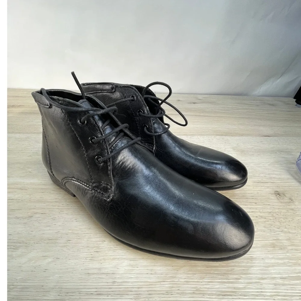 ASOS Mens Black‎ Leather Chukka Boots Lace Up Ankle Boots Size 5