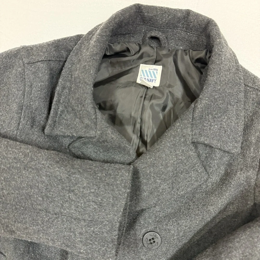 Old Navy Wool Blend Pea Coat Peacoat Double‎ Breasted Gray Girl Size Large 10-12
