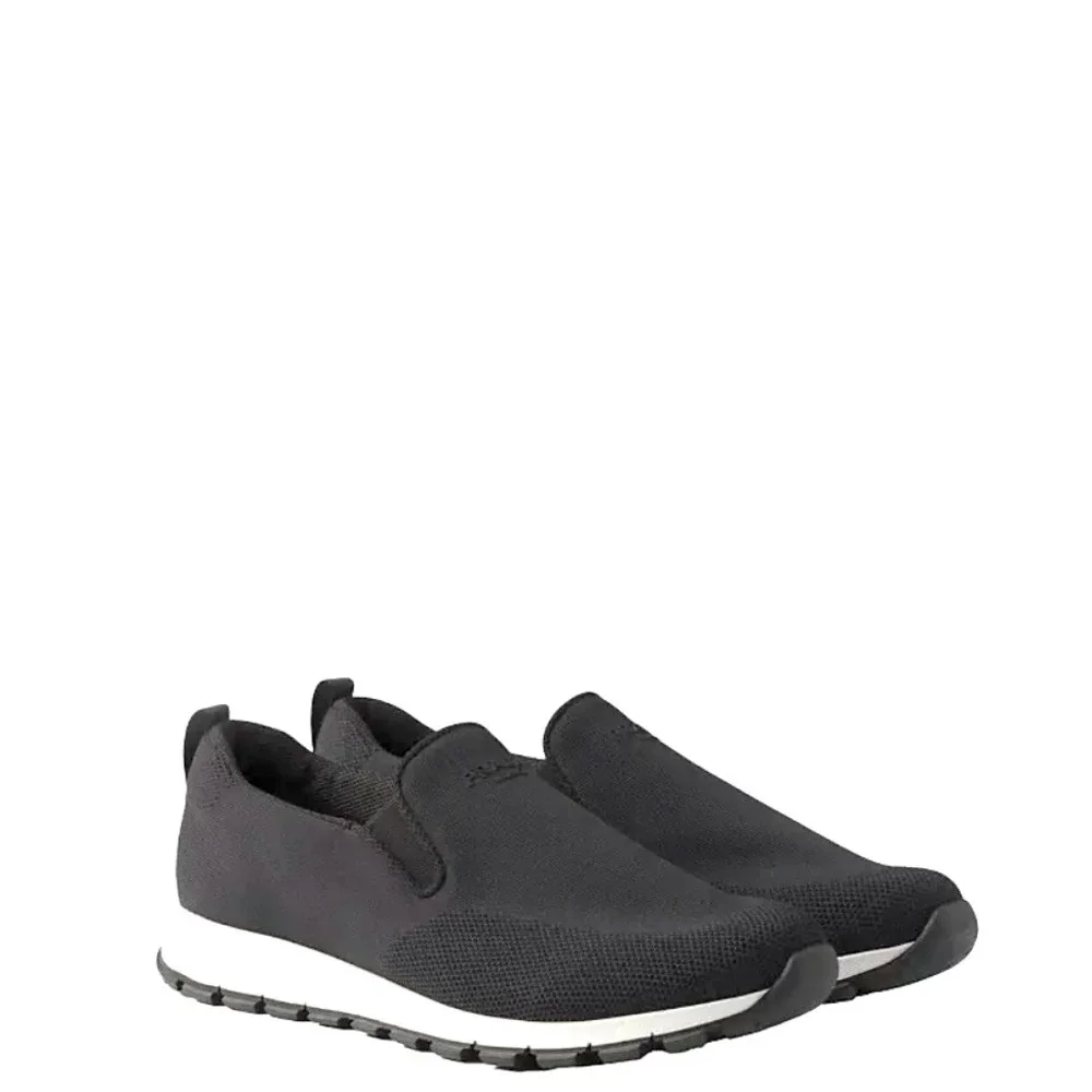 Prada Milano Mens Black Knit Slip On Sneakers Loafers 2DE157 Shoes, sz UK 9.5
