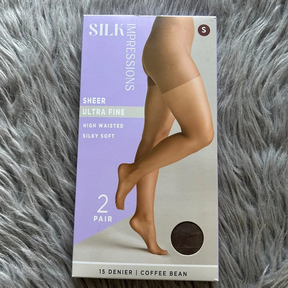 Silk Impressions‎ Ultra Fine Sheer Tights Womens Small Coffee Bean High Waisted