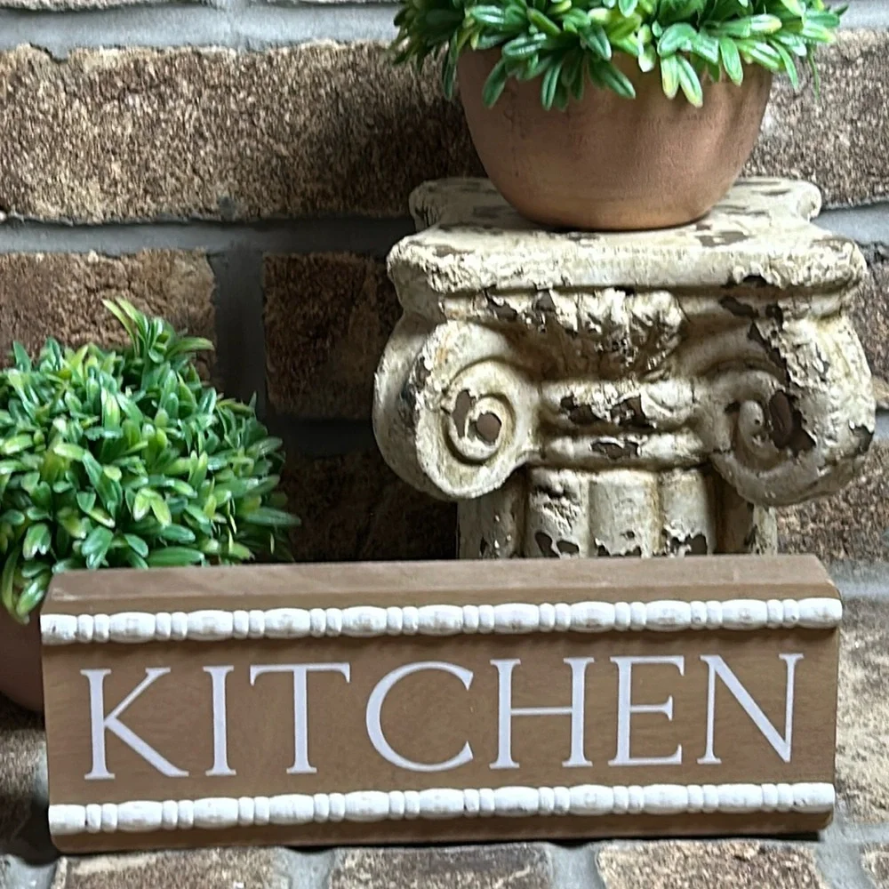NEW! Vintage Inspired Cottage White Architecture Molding Kitchen Wood Sign