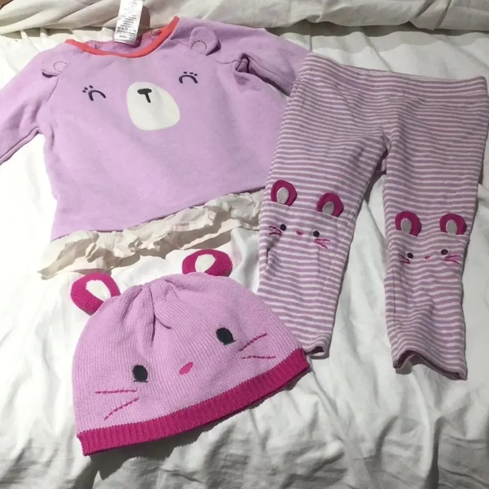 Gymboree lavender play outfit with hat euc
