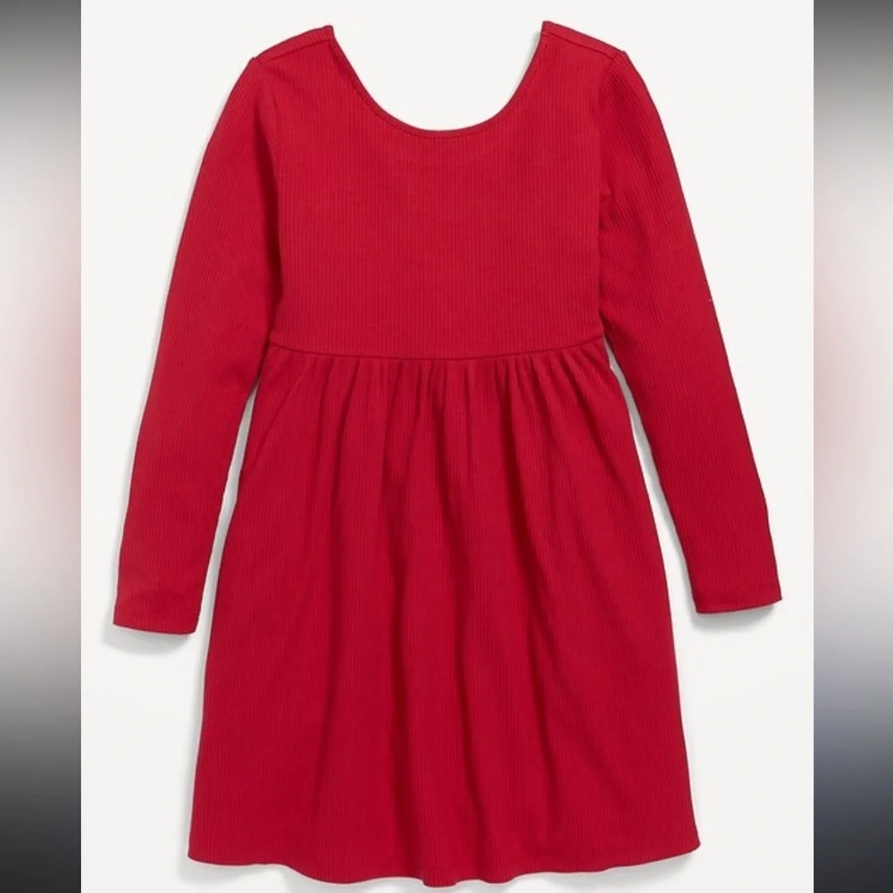 Girls ribbed fit & flare dress