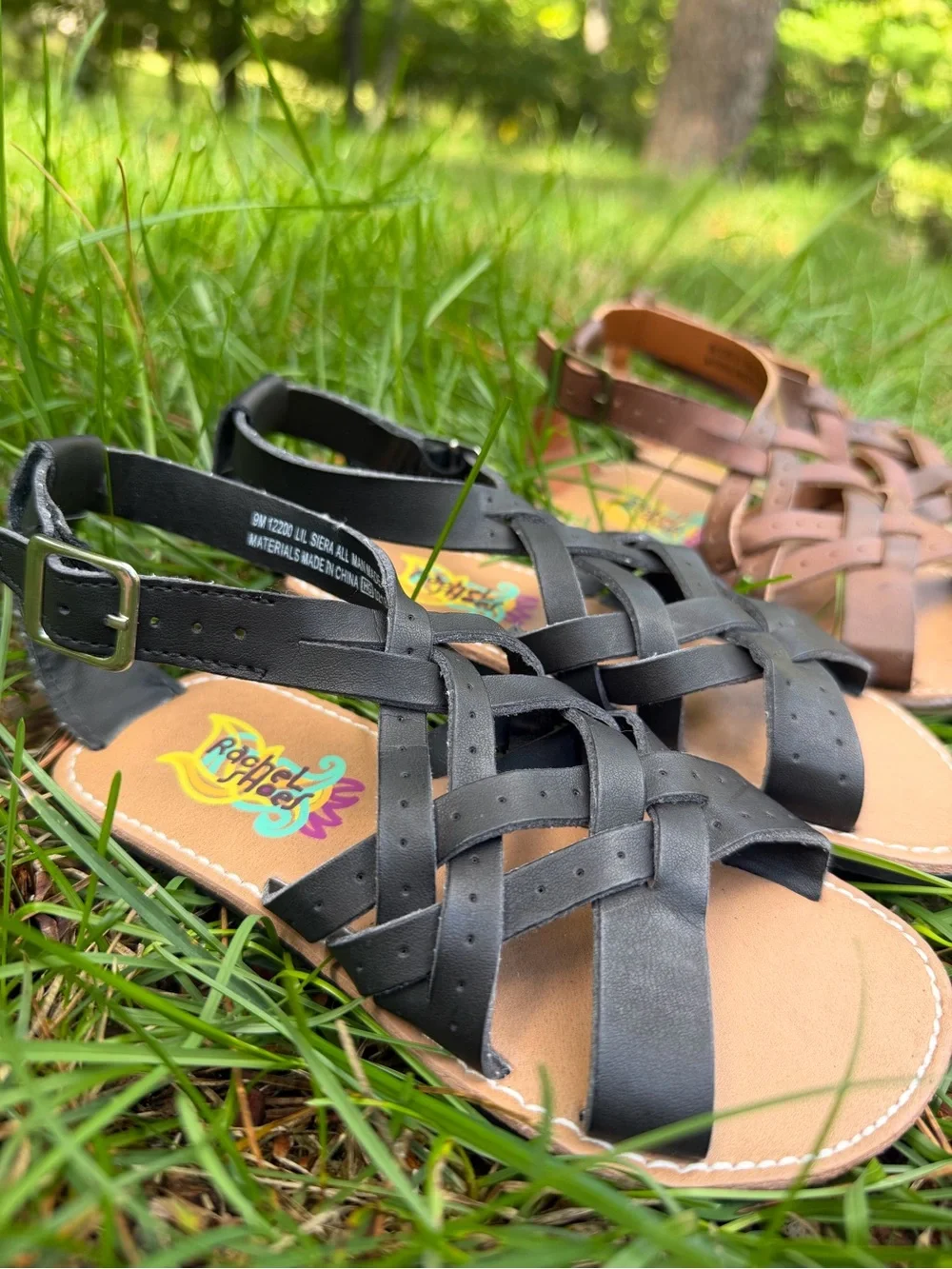 2 NEW PAIRS • Rachel Shoes Kids Size 9 Woven Gladiator Sandals • Black + Brown
