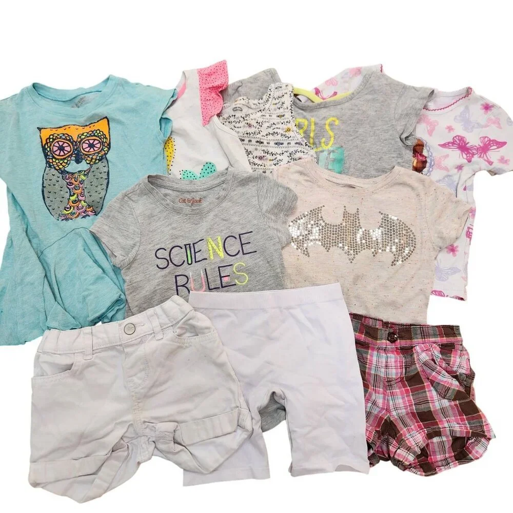 Bundle (10) Youth Girls Summer Outfits Clothing T-Shirt Tanks Jean Shorts 3-4