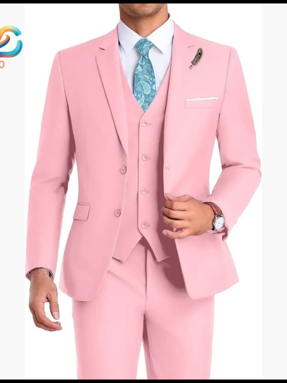 Slim Fit 3-Piece Suit with Vest and Tie for Formal Occasions